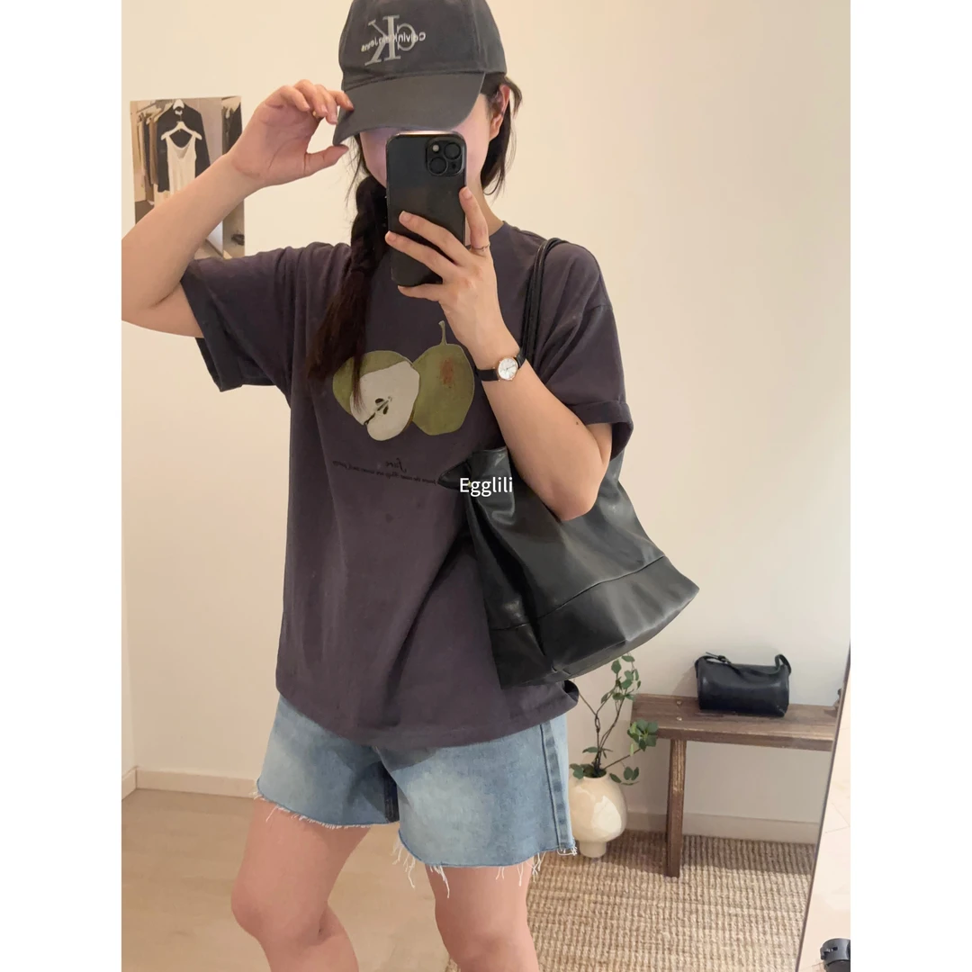 【雪花棉雪梨短袖】卷边袖凉感短袖