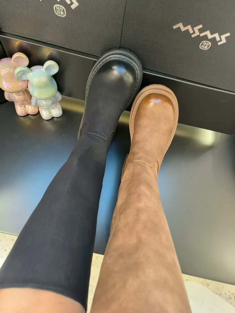 【玛莎玛索】510-39秋季新款净版防滑底百搭洋气高筒长靴