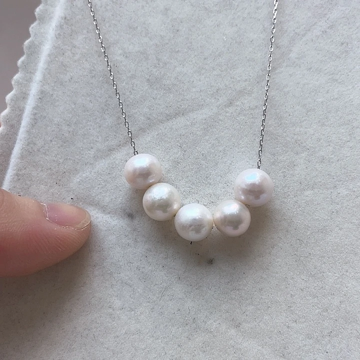 项链淡水珍珠银S925镶嵌