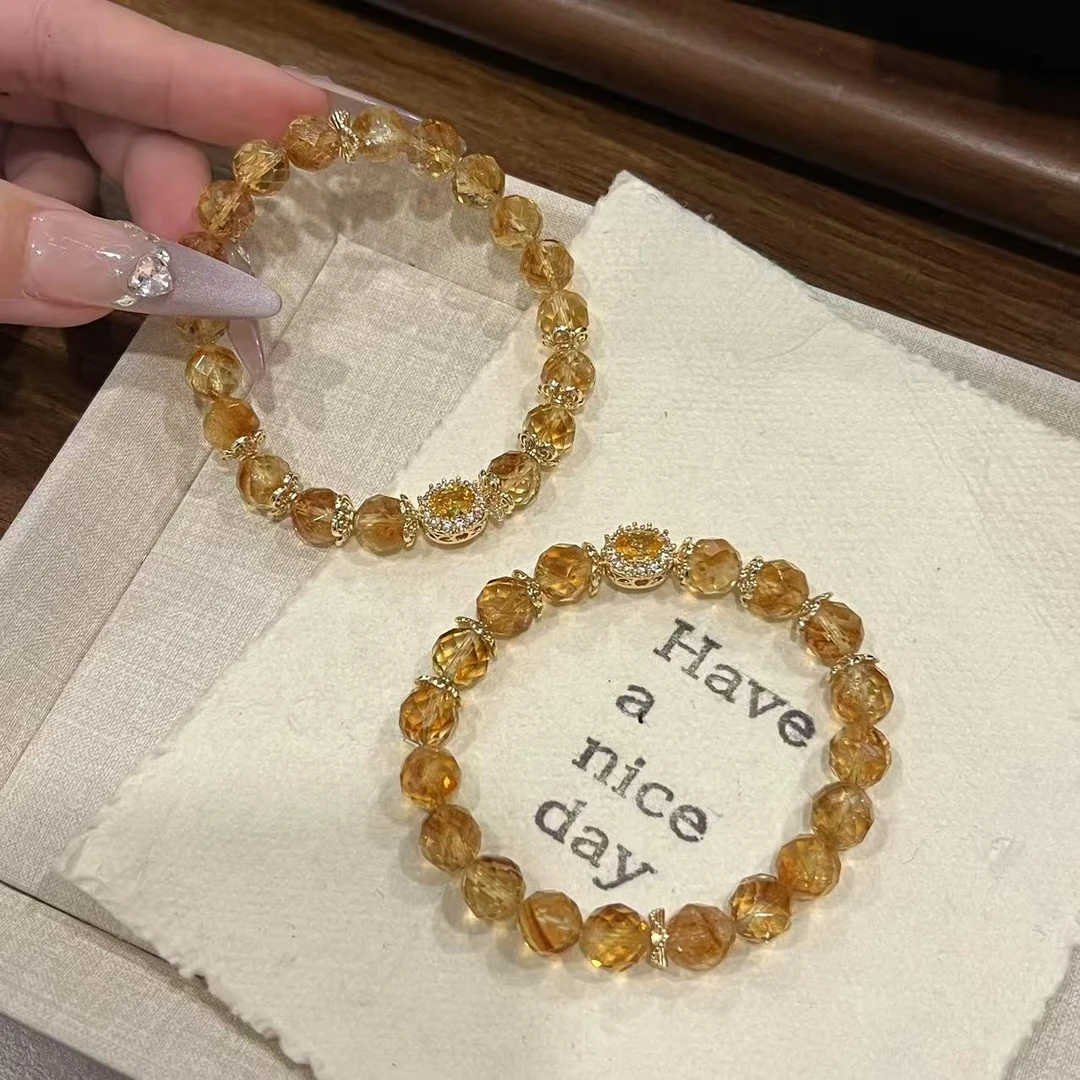 S482-23b129 8mm黄塔晶切切面手串