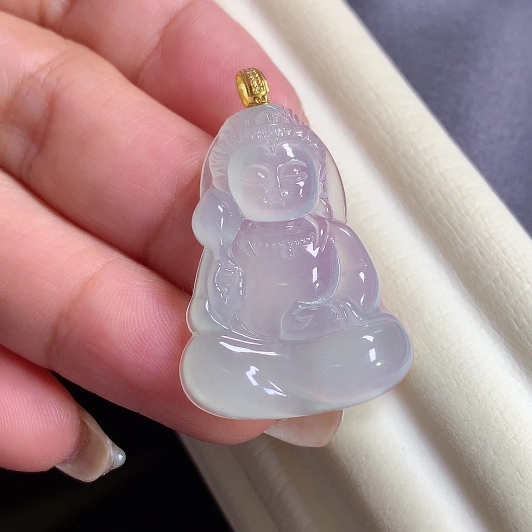翡翠18K金镶嵌颈饰宝宝佛