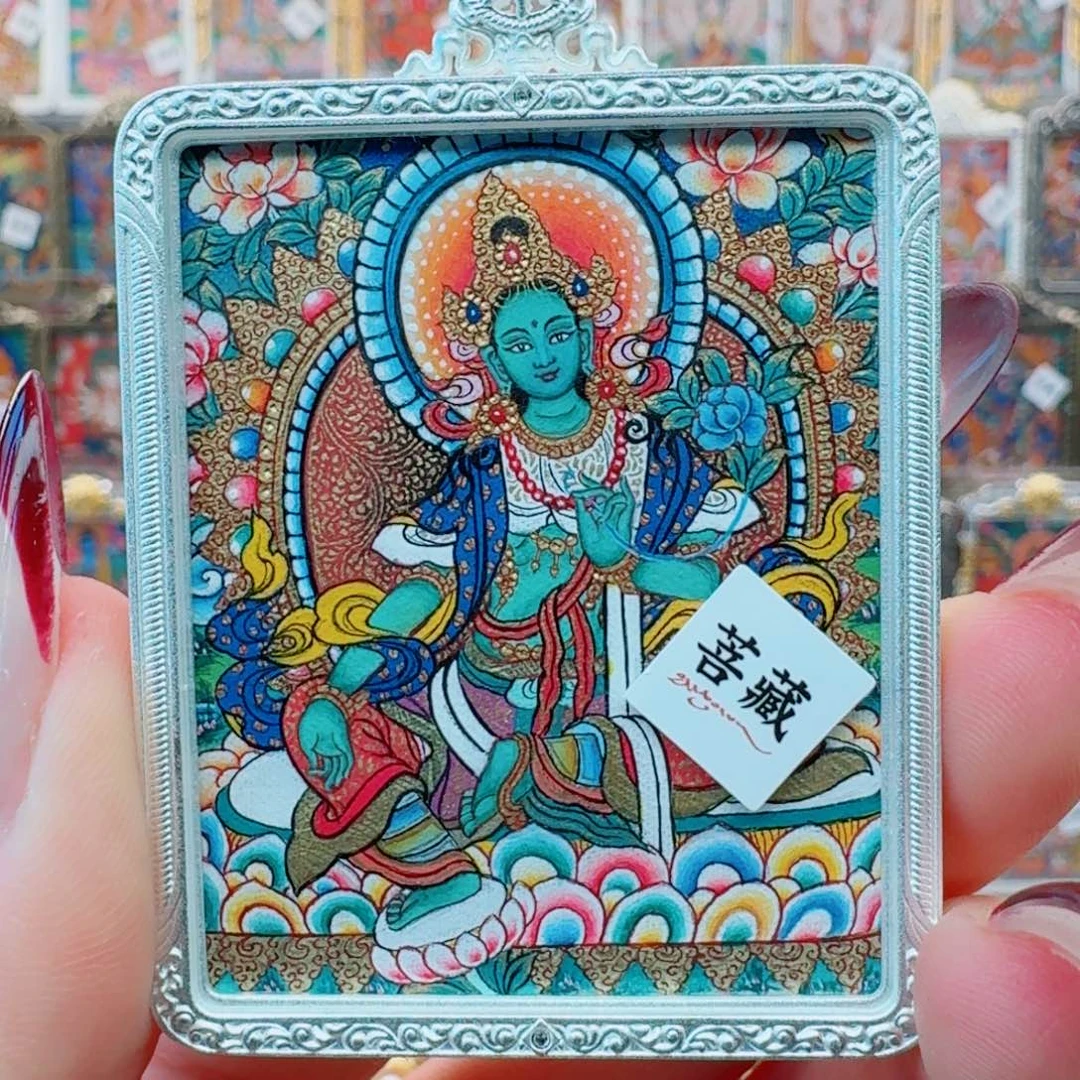 花***a吊坠绿度母 力毛他 热贡