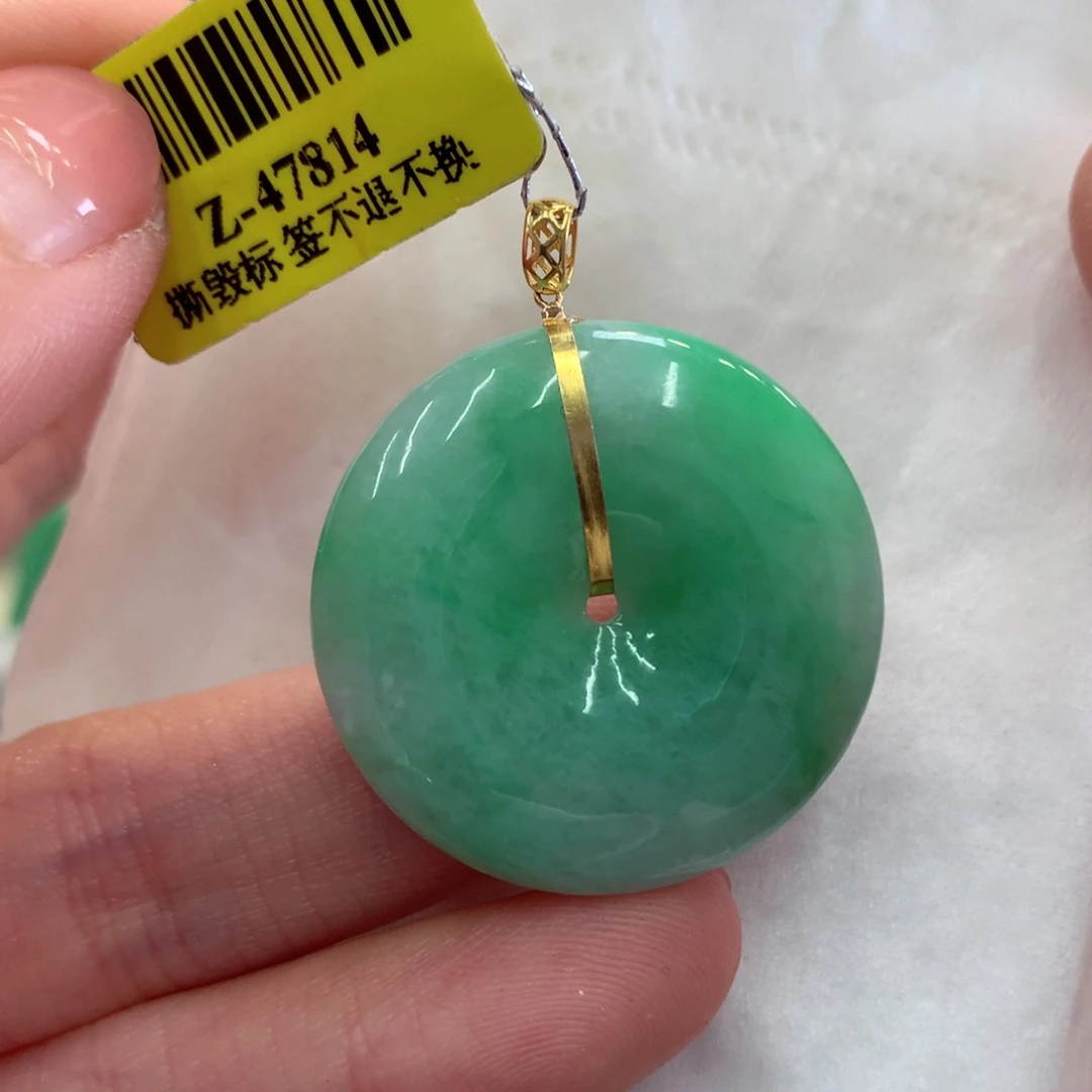 翡翠吊坠(不含链)18K金镶嵌