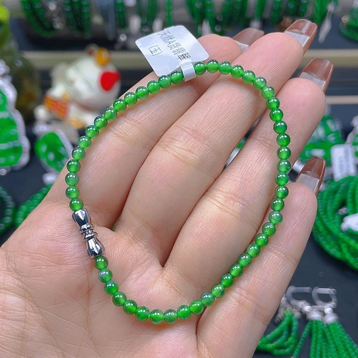 未镶嵌手链翡翠翡翠阳绿手链3.5