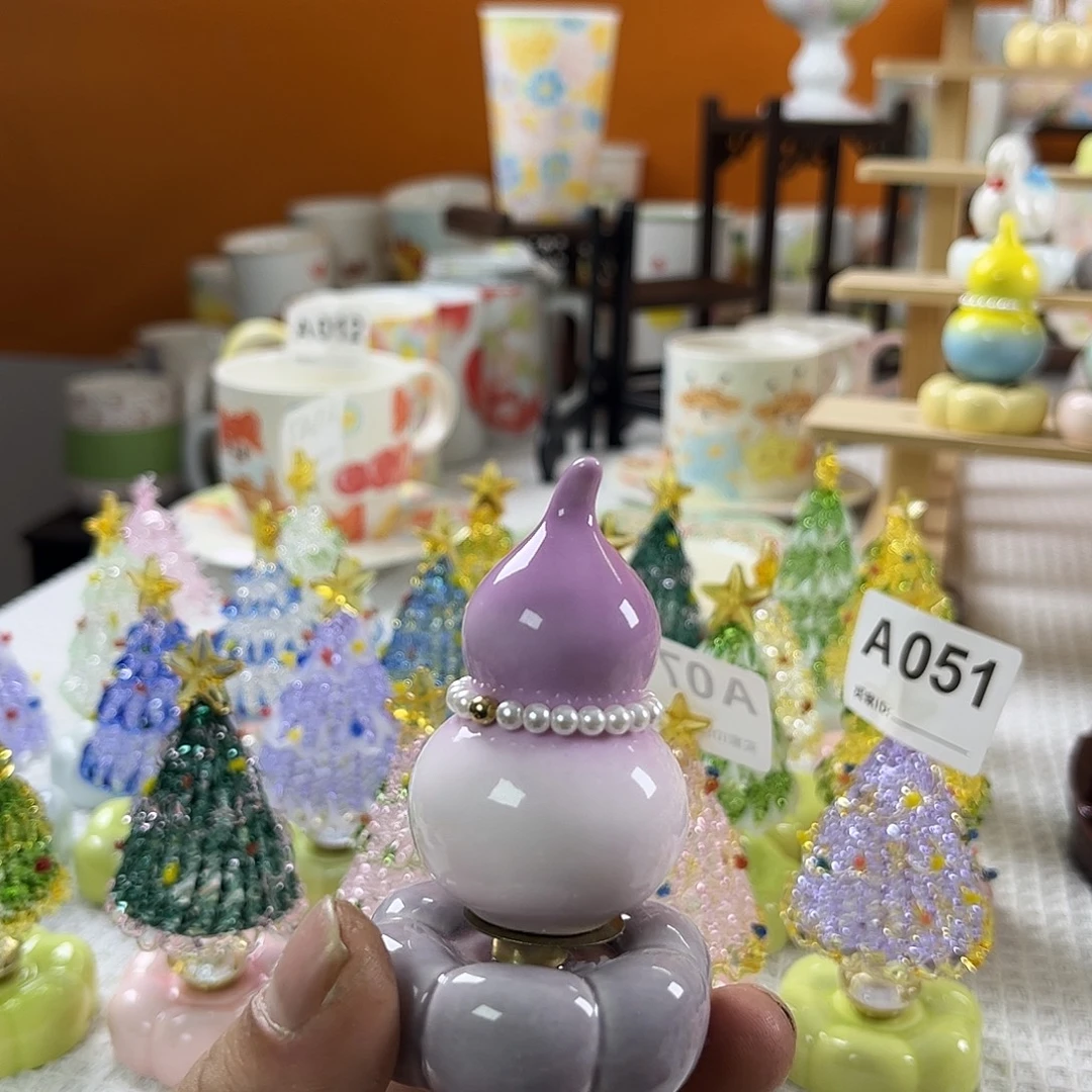 陶景德镇陶瓷底座转转紫粉