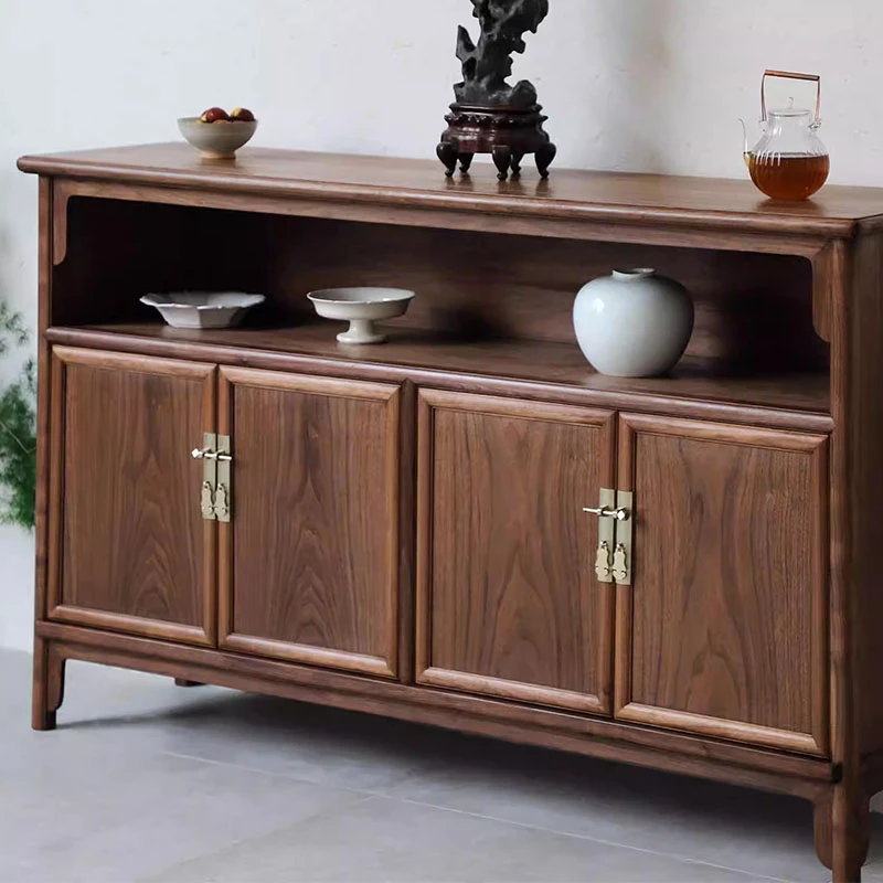 黑胡桃木边柜北美fas级玄关柜茶室储物柜小户型收纳格餐厅餐边柜