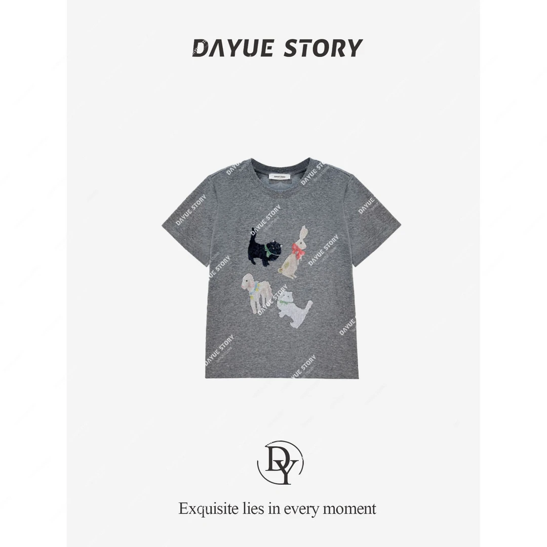 DAYUE【萌宠印记】夏季印花卡通T恤~舒适百搭减龄显瘦圆领休闲上衣