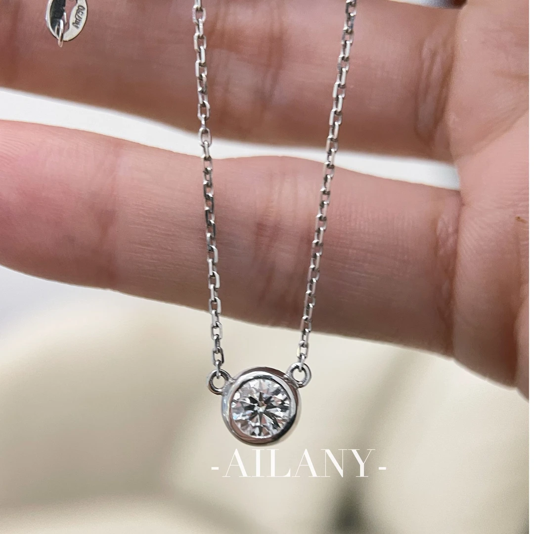 【合成/培育】现货成品同价18K金50分培育钻镶钻泡泡项链手捧花