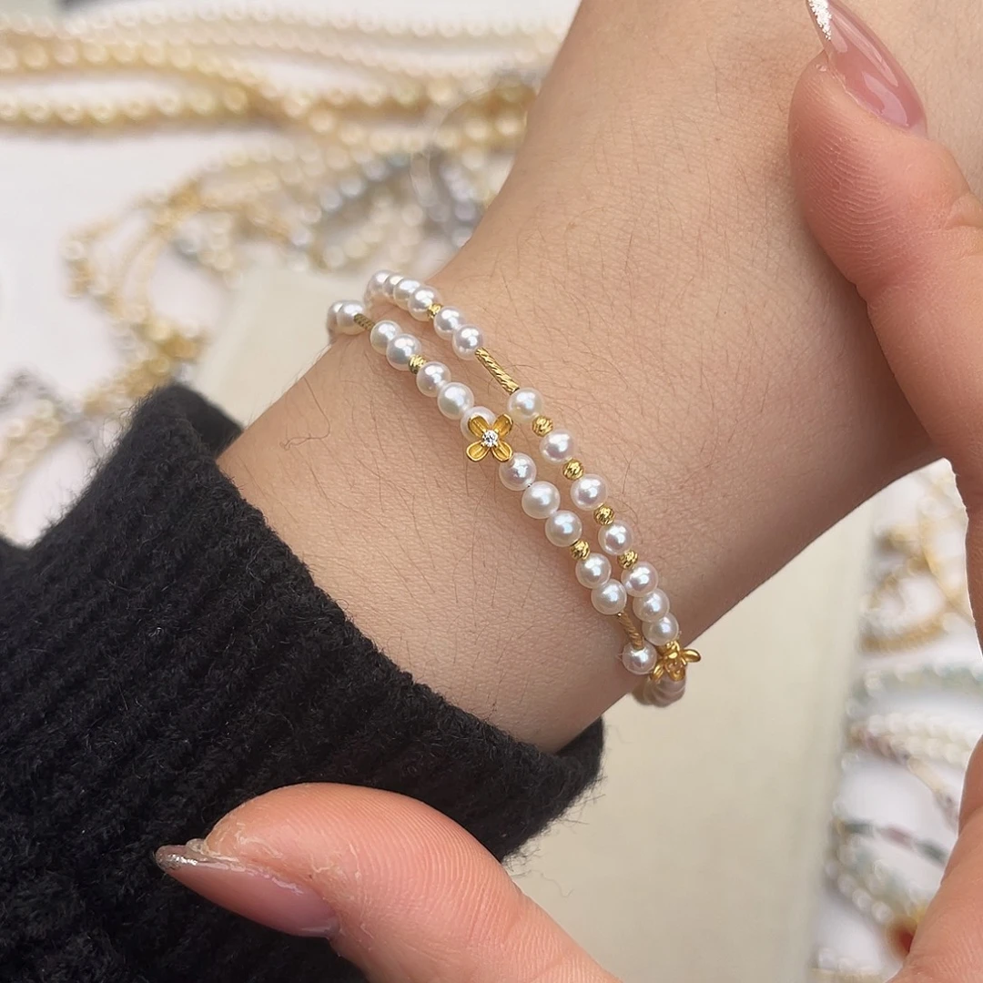 淡水珍珠手镯银S925镶嵌