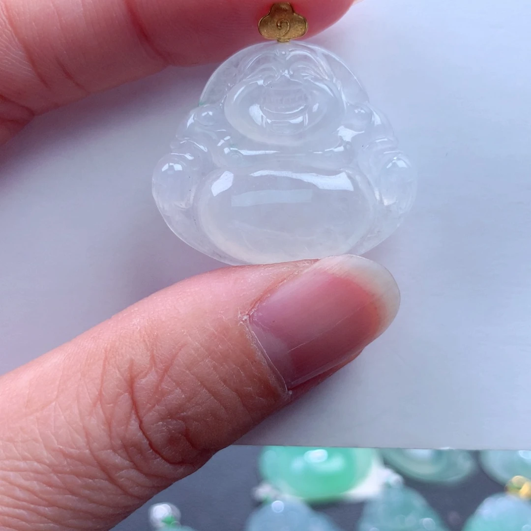 翡翠吊坠(不含链)18K金镶嵌