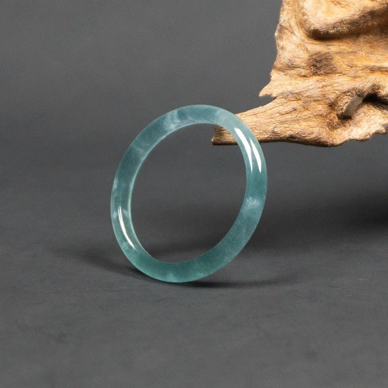 玉戒指极细天然翡翠A货高冰素圈天空女款绿色测量指环飘绿