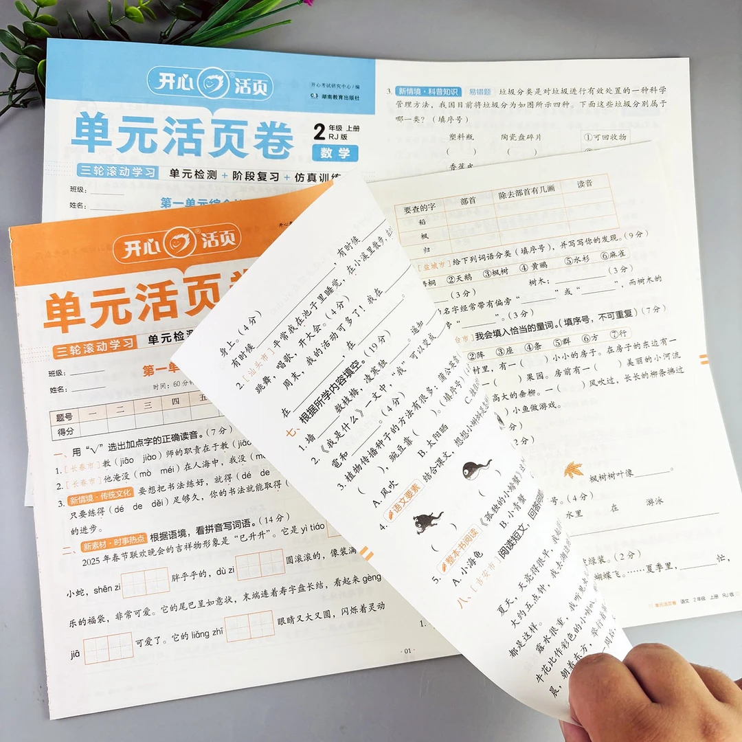二年级上册试卷测试卷全套单元活页卷语文数学试卷期中期末测试卷