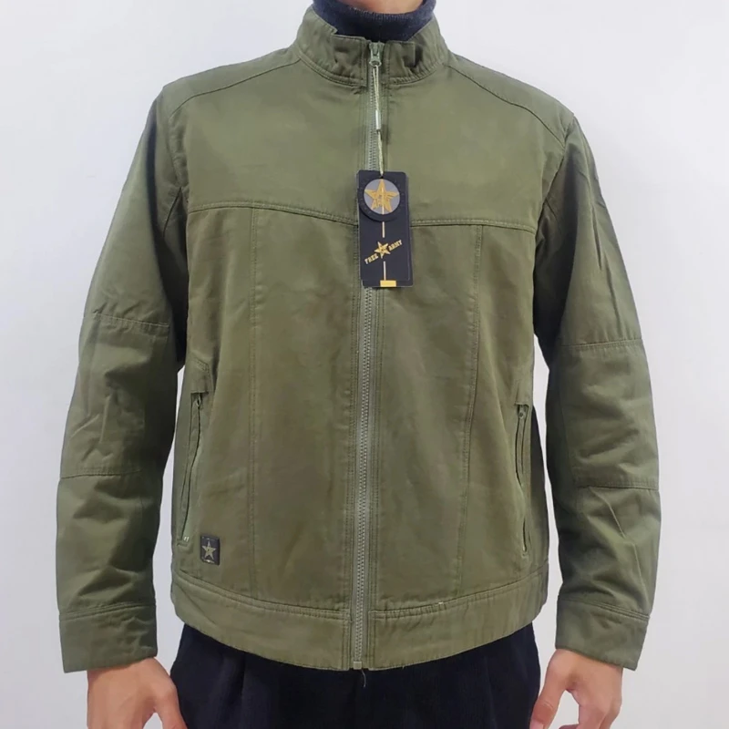 军绿色休闲外套春秋夹克户外工装服立领上衣6827