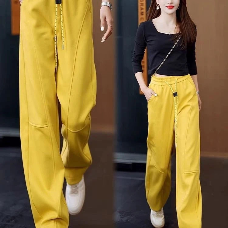 高腰香蕉裤女2025新款裤子宽松阔腿运动裤春秋冬季卫裤高腰镰刀裤