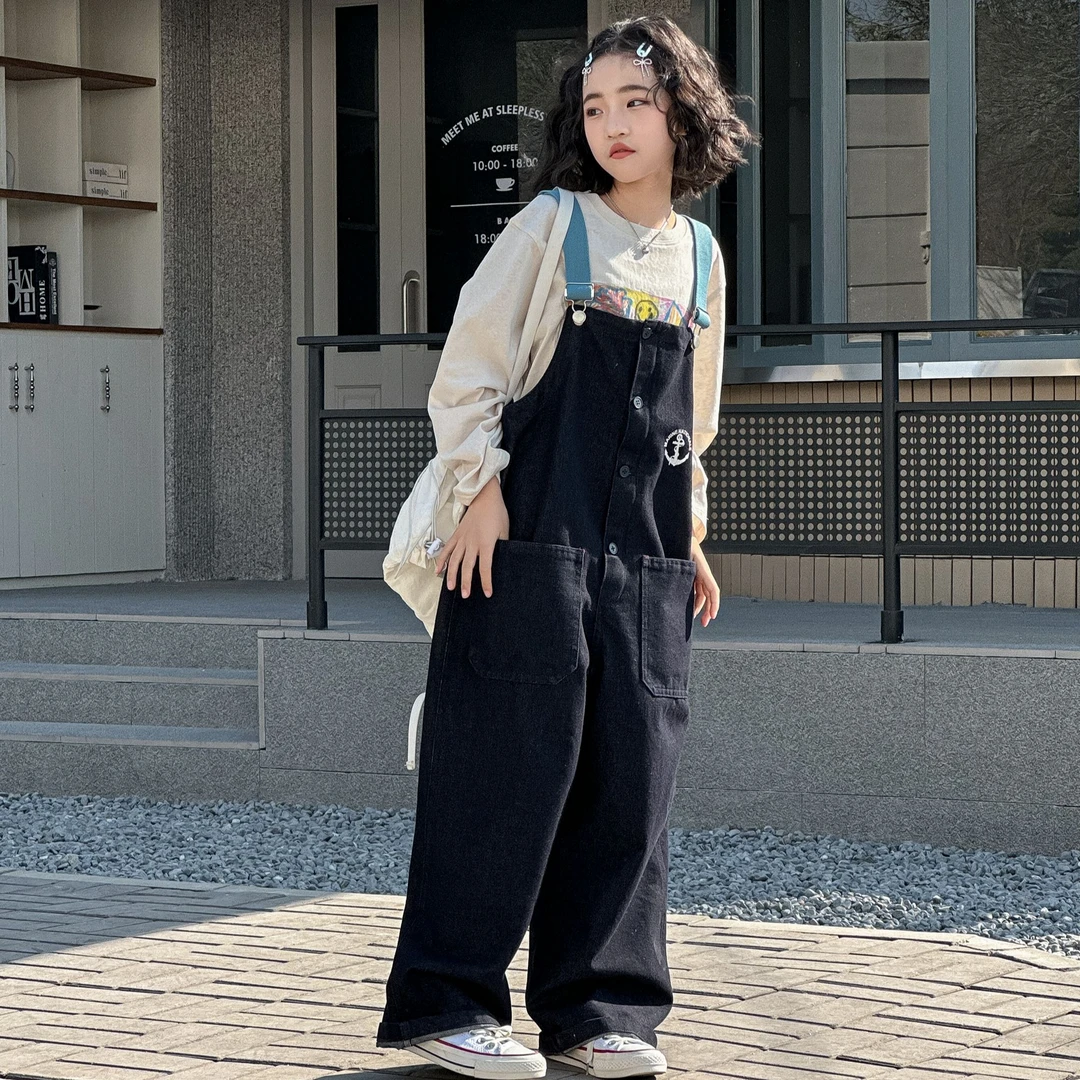 2025春季新款韩版潮童中大童亲子装时尚显瘦洋气宽松背带裤DLL217