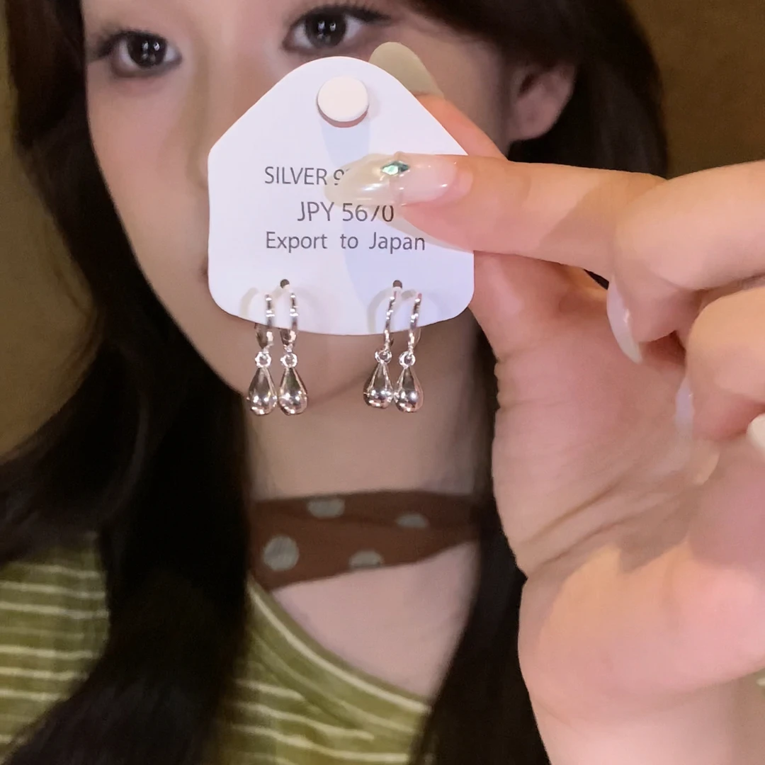 合金耳饰 只需一个耳洞韩国ins冷淡风小水滴耳饰小众设计耳钉轻奢