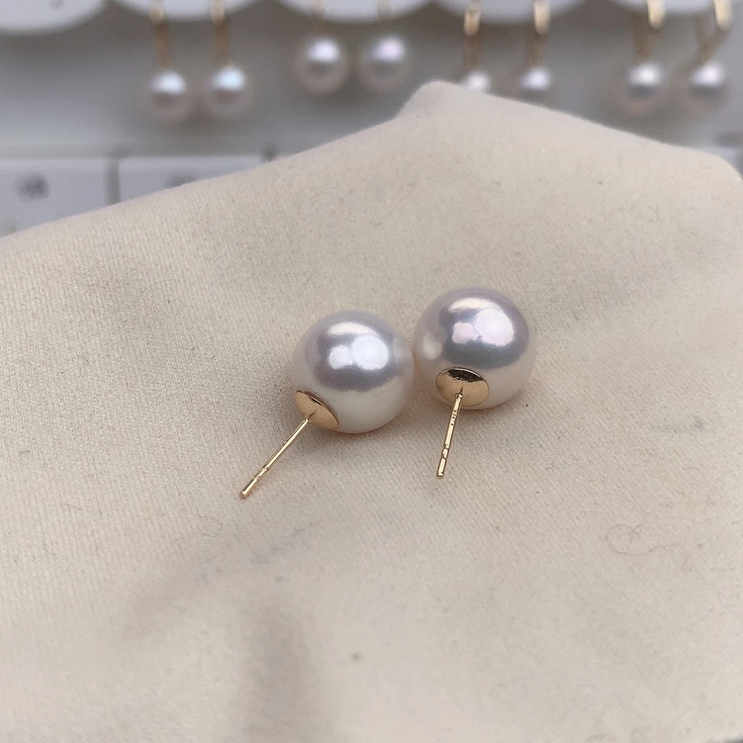 18K金镶嵌淡水珍珠耳饰