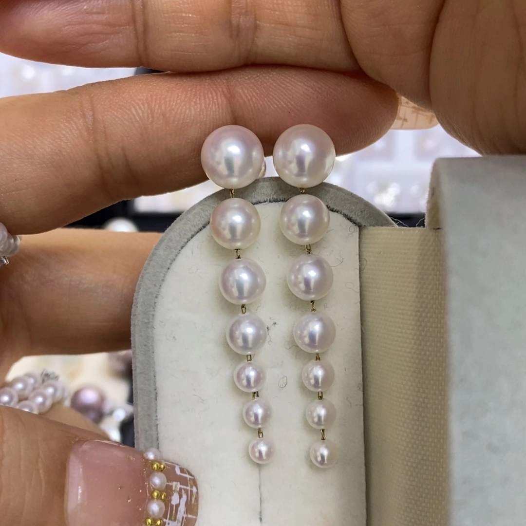 耳饰18K金镶嵌淡水珍珠