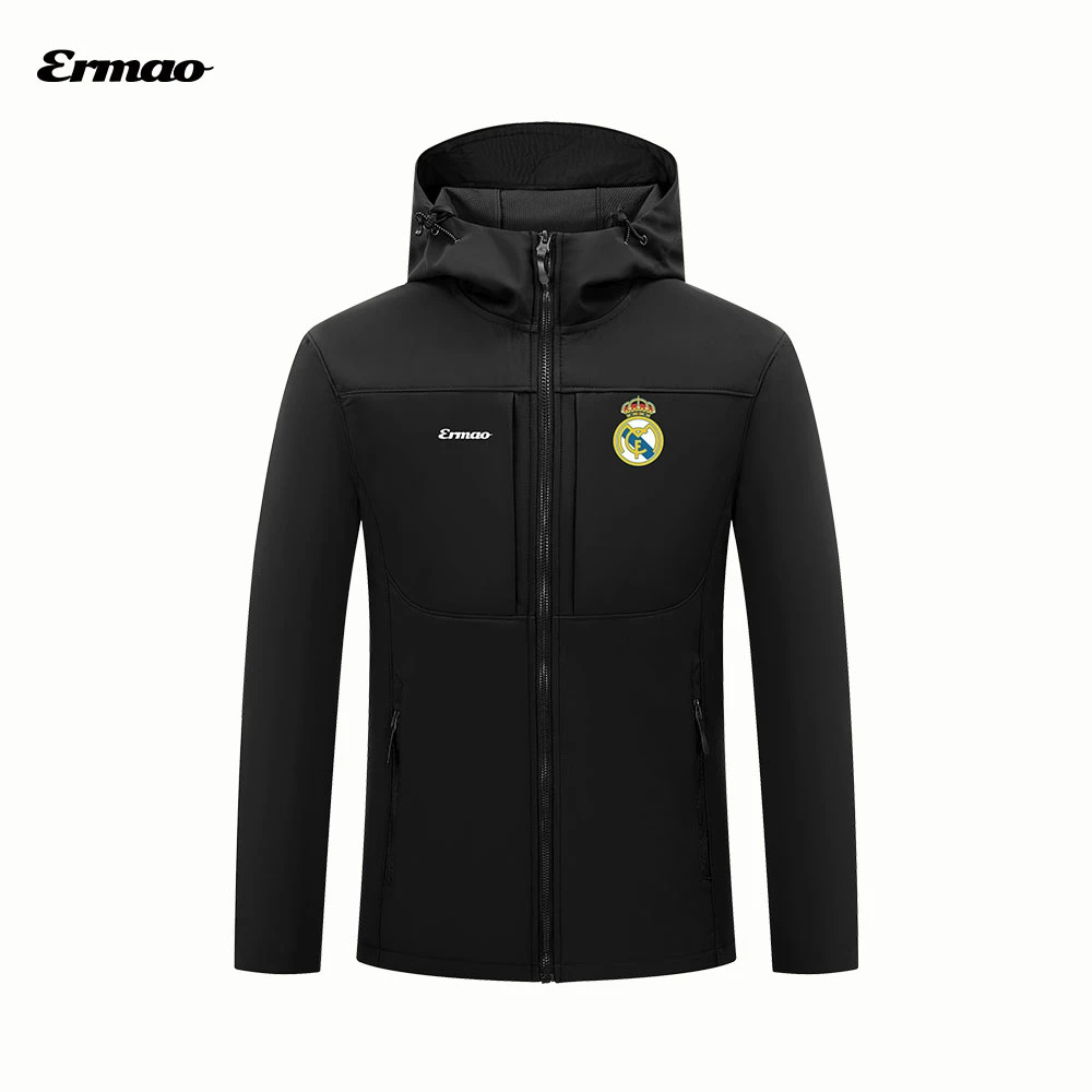ERMAO-西甲皇马基础款足球拉链夹克冲锋衣男女重磅外套加绒秋冬