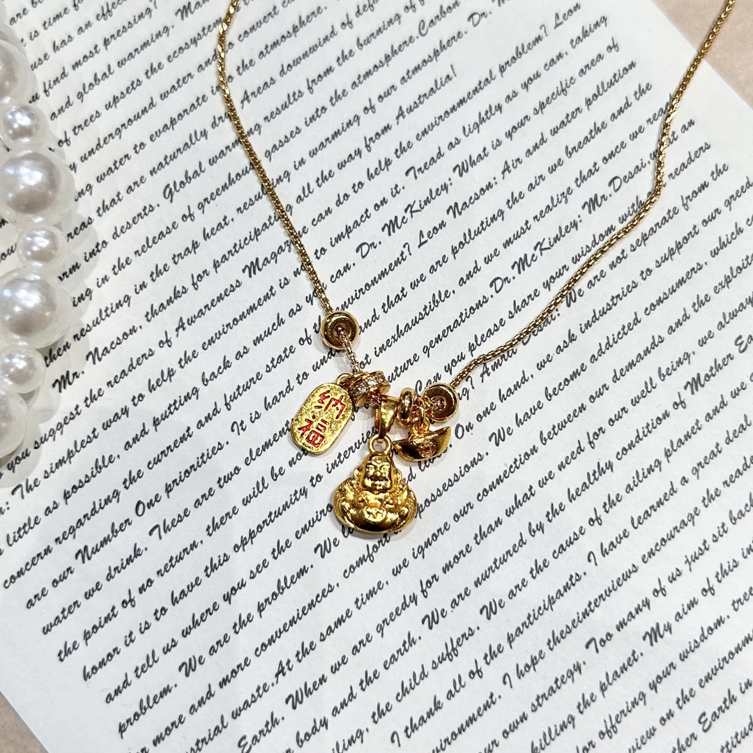 合金项链 新疆包邮【SP306】金色元宝项链