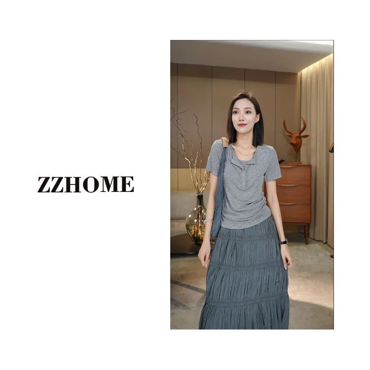 “松弛”系列慵懒休闲小阔版针织T恤q170051p