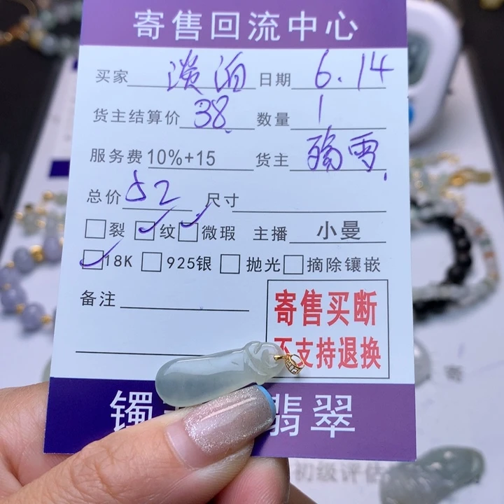 翡翠18K金镶嵌颈饰淡*