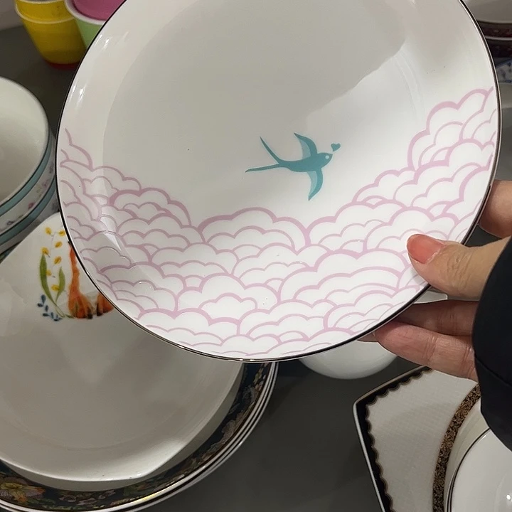 瓷片微瑕骨瓷烤盘一个燕子