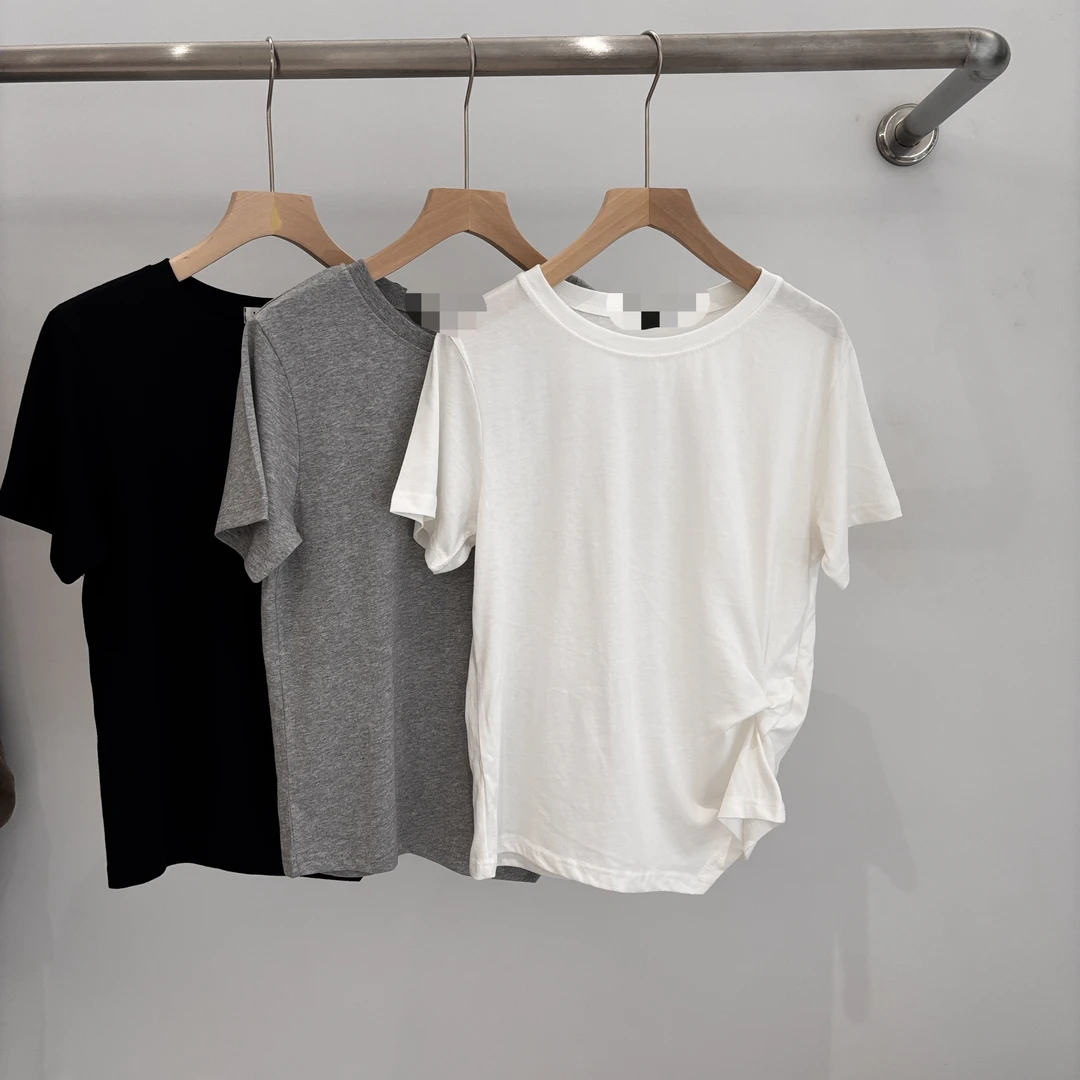 【慧姐韩国正品】2025夏新款LAN捏摺圆领短袖T恤N0退N0换