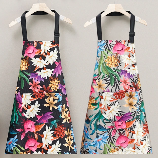 韩版时尚新款防水围裙防污耐磨厨房家用做饭餐饮围腰上班工作服女