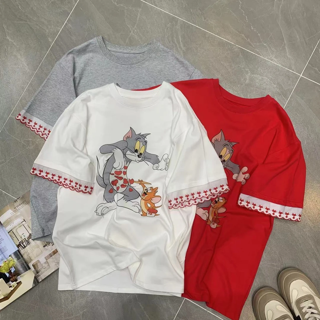 Z.X 卡通印花拼接磨毛短袖T恤 6722