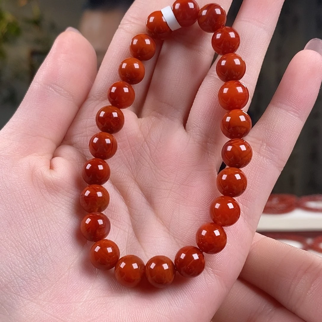 南红玛瑙未镶嵌手串原矿8mm+瓦西单圈手串