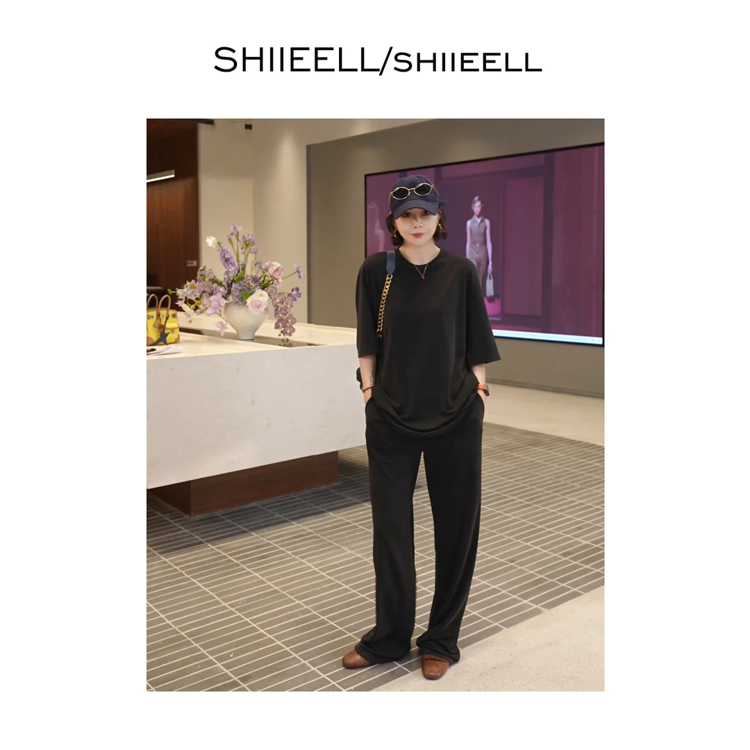 SHIIEELL夏新款筷子套装薄软廓形气质时尚显瘦洋气宽松套装W5002