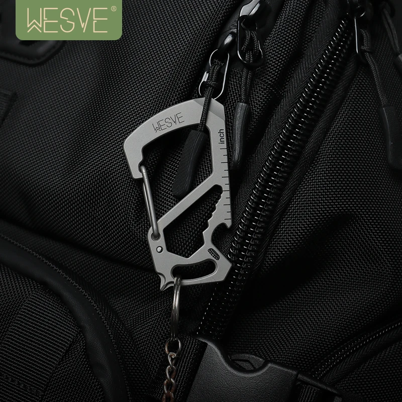 WESVE灵·动多功能钛合金汽车钥匙扣个性创意不锈钢挂扣随身EDC