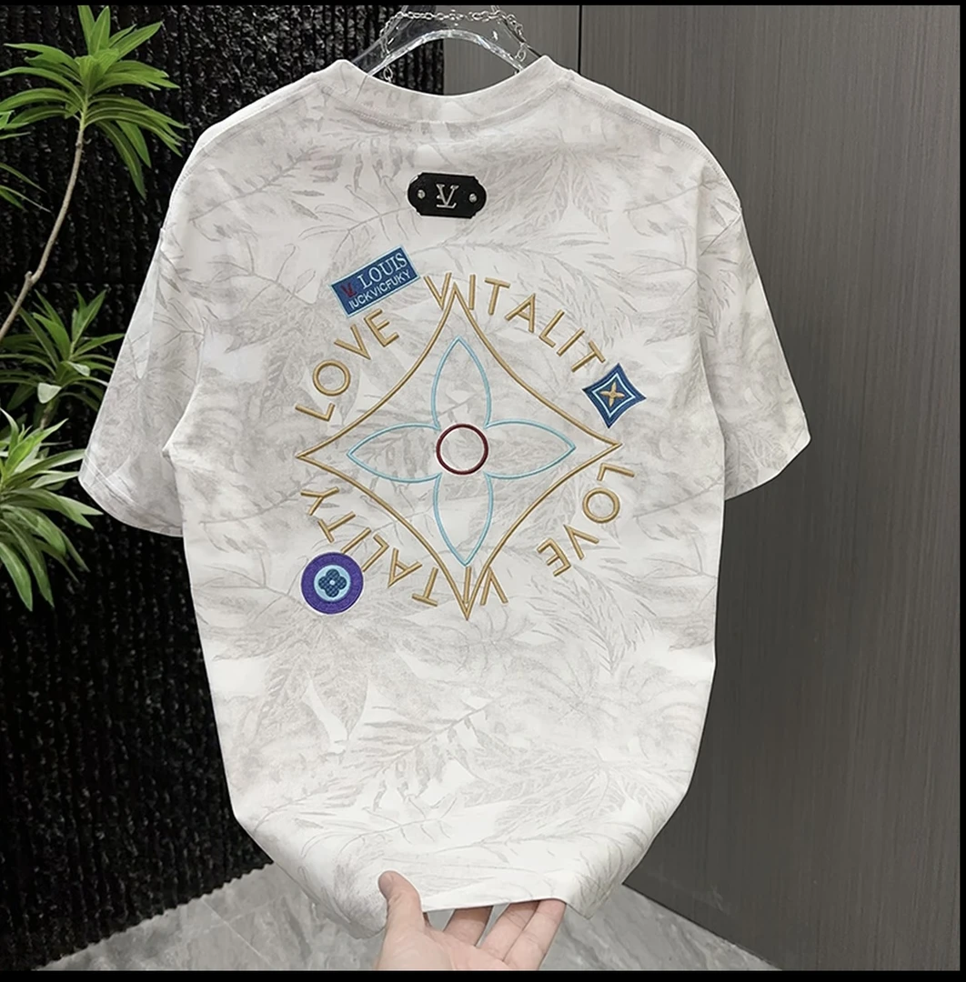 美式刺绣短袖2025年夏季新款重工字母青年轻奢宽松百搭休闲潮流