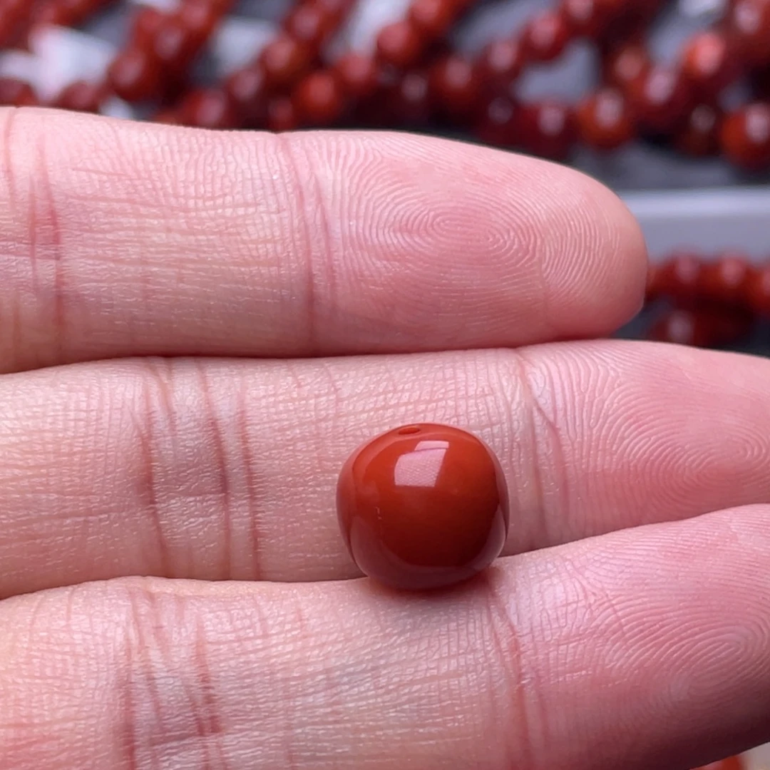 一***秋南红玛瑙未镶嵌南红玉石11.2mm瓦西锦红满色满肉老型单珠