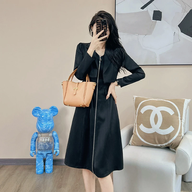 奢姿2024年秋装新款大码女装气质翻驳领连衣裙胖妹妹时尚裙子