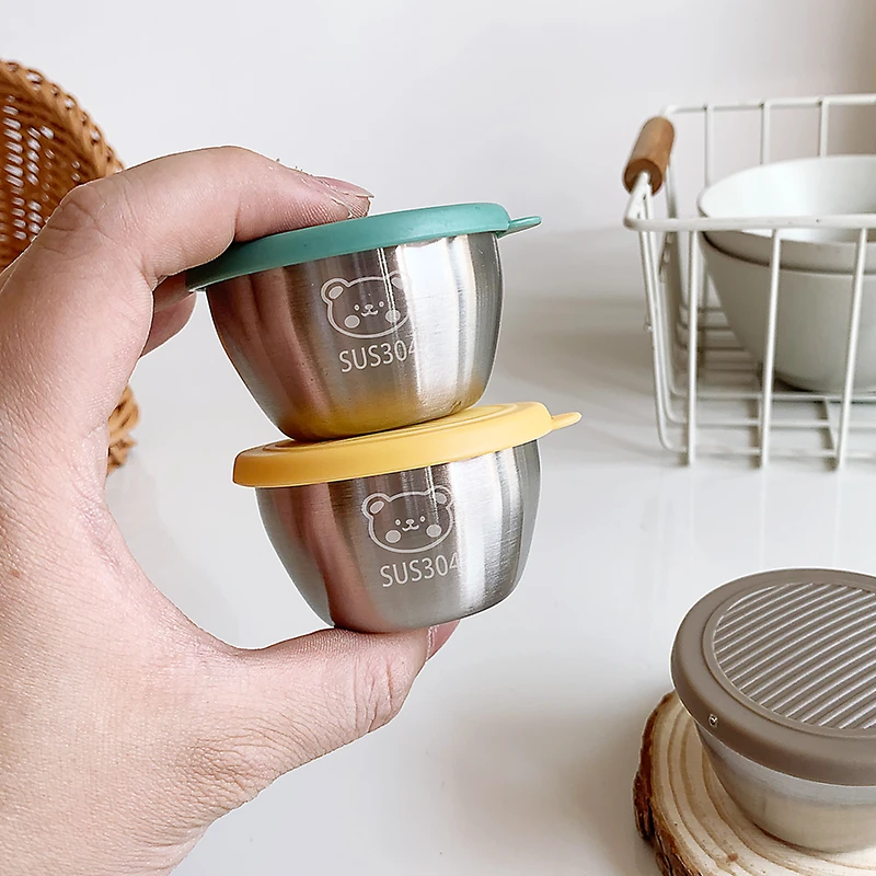 304不锈钢酱汁杯带盖调料盒迷你番茄酱沙拉酱便携调味蘸料碟小盒