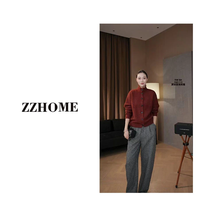 【ZOZO HOME】‘’枫糖‘’毛针织衫设计师高领上衣开衫q170343p