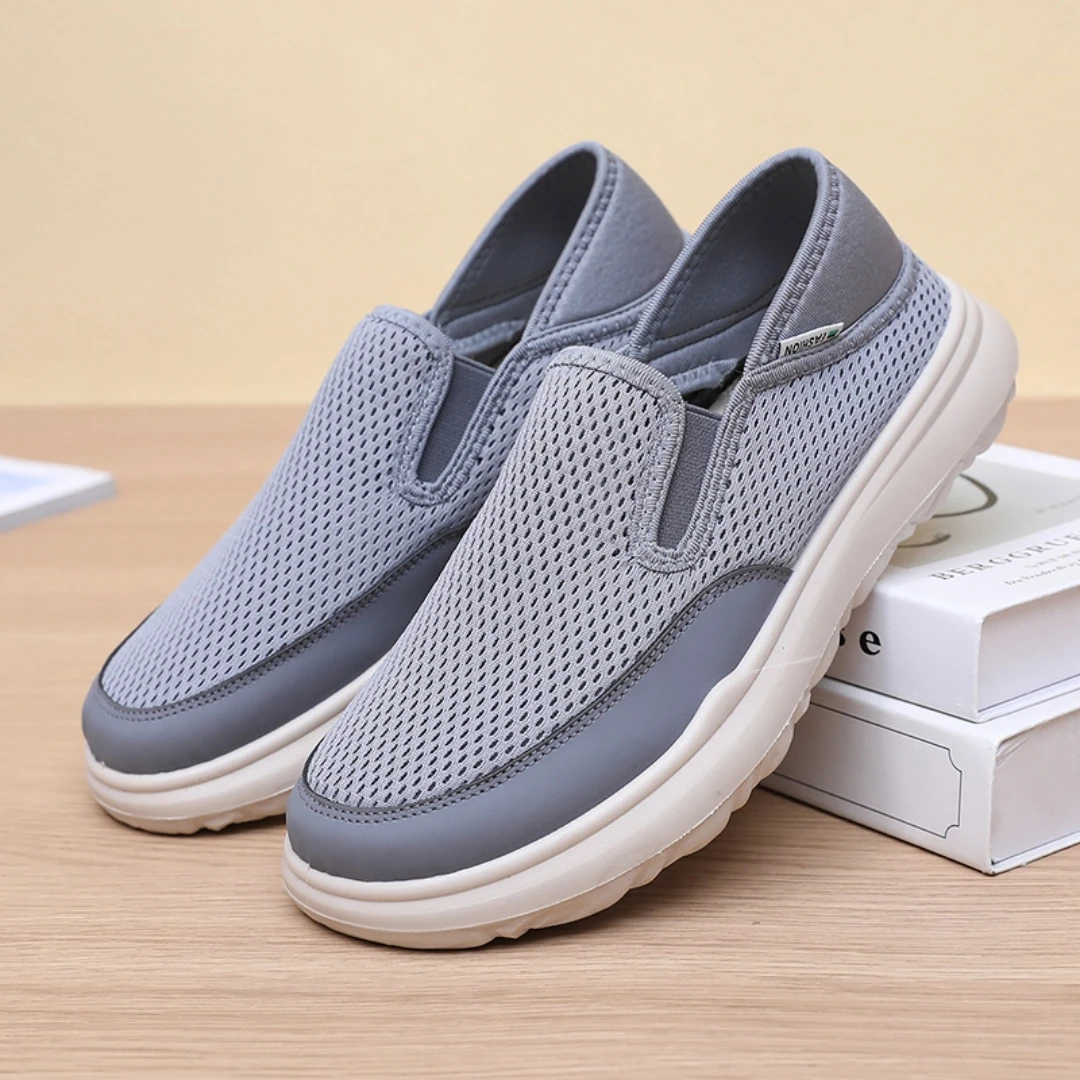 夏季透气网面鞋老北京布鞋男款软底防滑一脚蹬爸爸鞋休闲鞋老人鞋