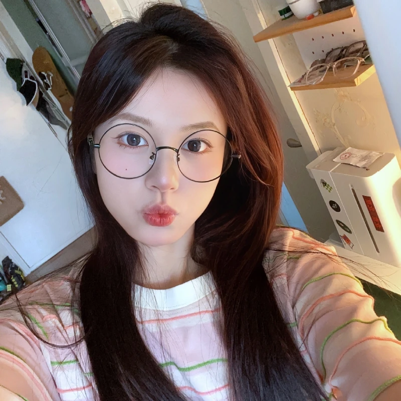 复古眼镜框男可配度数近视金属圆形木纹腿树脂女防蓝光镜圆框散光