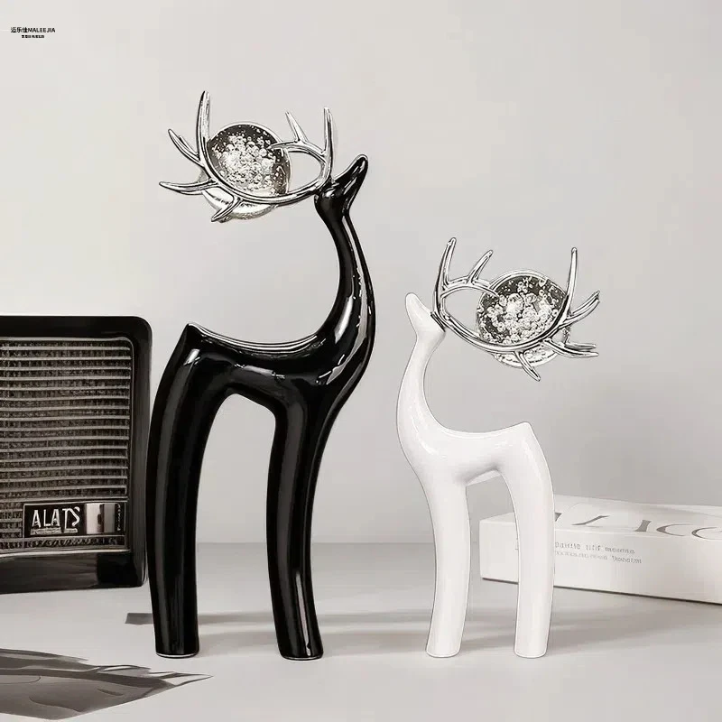 摆件小鹿轻奢高档高级感客厅酒柜电视柜家居装饰品现代福禄双至