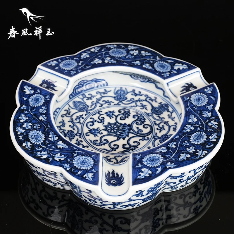 景德镇 春风祥玉 邹俊窑制八字款 青花 八宝纹 缠枝花卉 雪茄烟缸