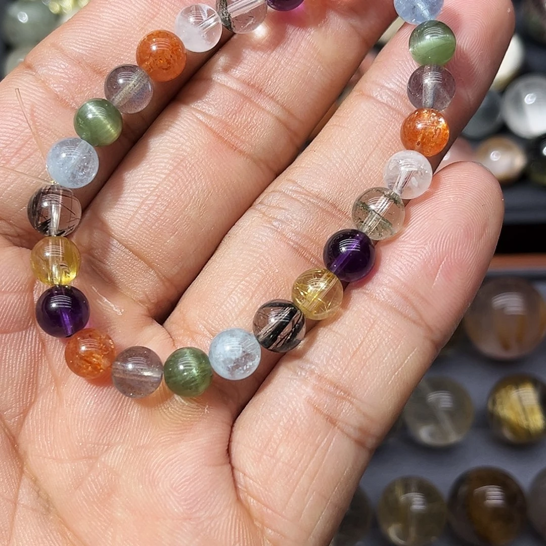 烟晶手链未镶嵌7.5mm多宝