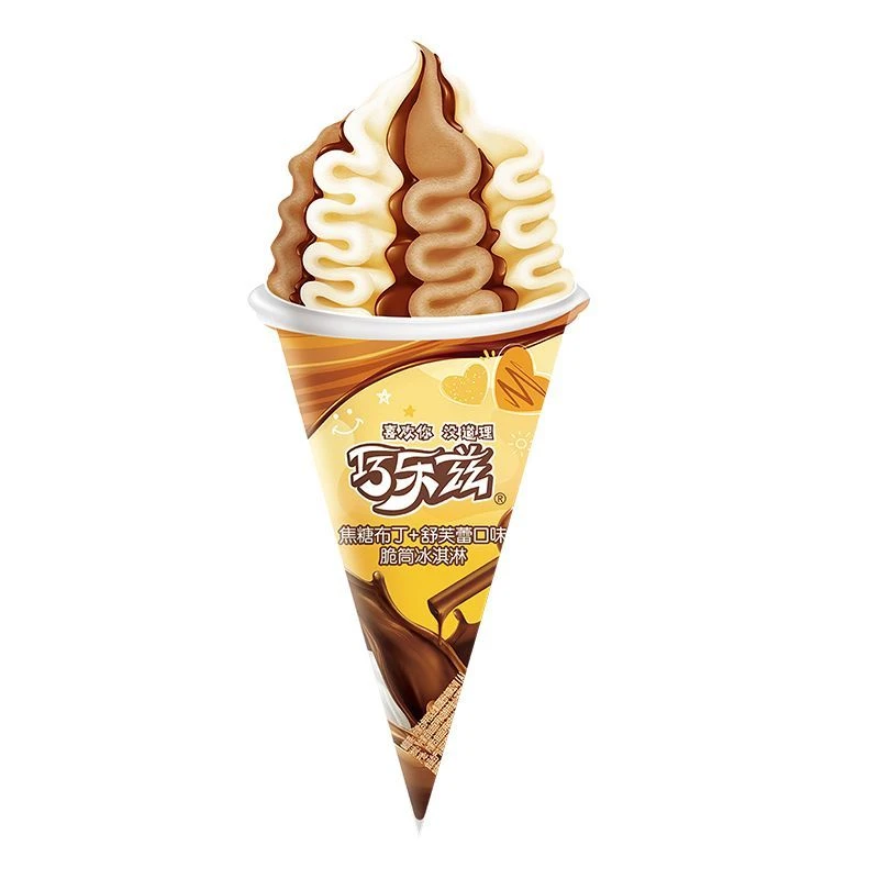 巧乐兹 焦糖布丁+舒芙蕾口味脆筒冰淇淋 85g／支雪糕同城送雪糕同城配