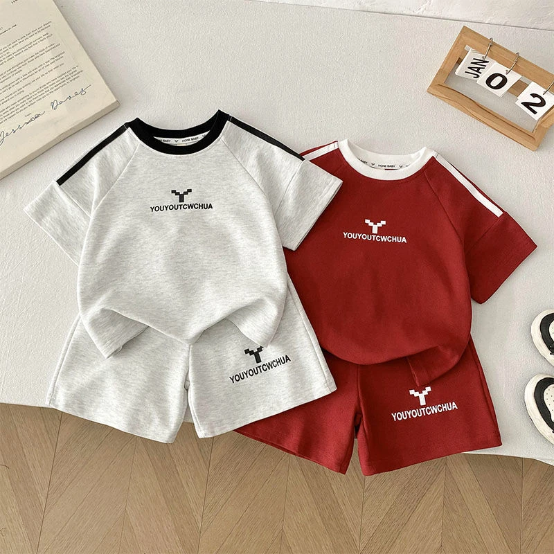 儿童夏季运动套装2025新款男童短袖两件套宝宝儿童衣服