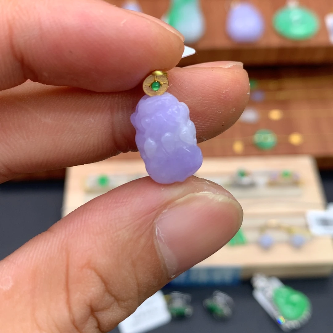 翡翠18K金镶嵌吊坠(不含链)