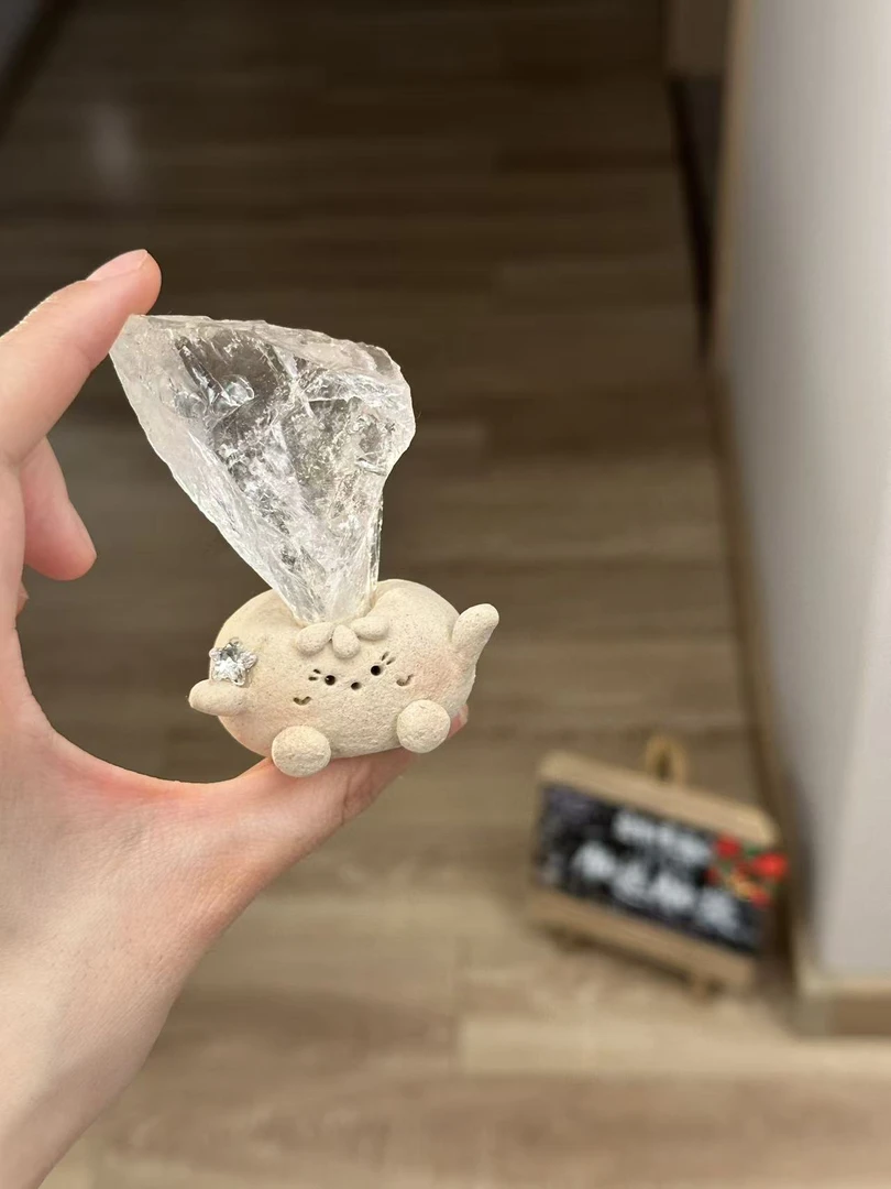 水晶小豆丁可爱白水原石