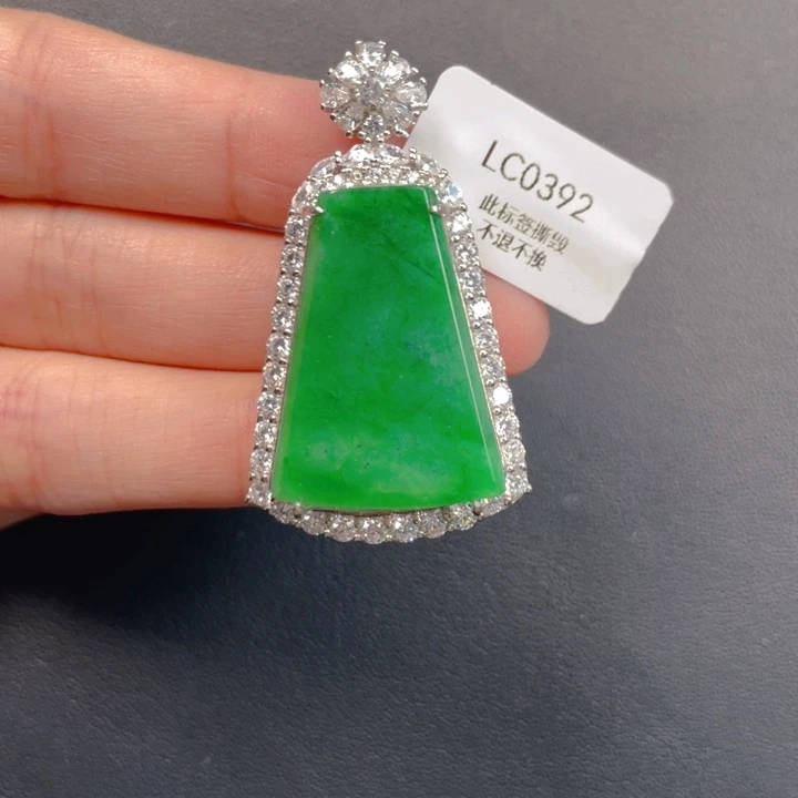 翡翠银S925镶嵌吊坠(不含链)