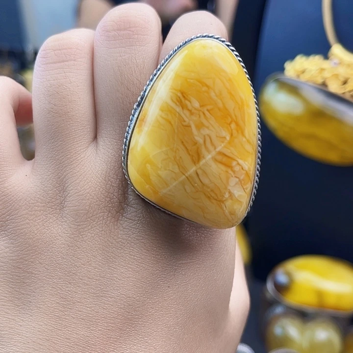 裸石琥珀银S925镶嵌