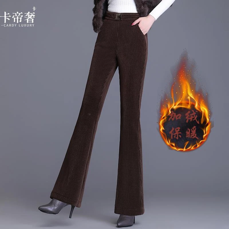 卡帝奢雪尼尔阔腿裤女士新款灯芯绒秋冬加绒裤加厚显瘦长裤高腰微